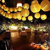 Qedertek Solar Lichterkette Lampion Außen 6 Meter 30 LED Laternen 2 Modi Wasserdicht Solar Beleuchtung für Garten, Hof, Hochzeit, Fest Deko (Warmweiß)