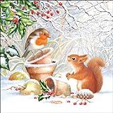 20 Servietten Eichhörnchen/Vogel im Winter/Tiere/Winter/Weihnachten/Robin