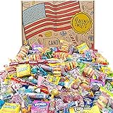 American Candy Amerikanische Süßigkeiten Feier Geschenkbox. 120 Stück! Klassische USA Candies Airheads, Laffy-Taffy, Twizzler, Nerds, Jolly Ranchers! Ideale Halloween-Süßigkeiten! 30x20x5cm Paket