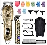 Haarschneidemaschine für Männer, T-Blade Trimmer Barber Clippers Wiederaufladbare Schnurlose zum Haarschneiden Bartschneider Haarschneider (Gold Knight Grooming Kit)