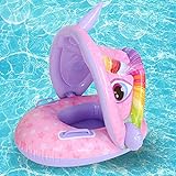 ZHWDD Baby schwimmenboot mit armlehnenbaby Schwimmen Kreis Kinder aufblasbare schwimmkreis sunshadeyacht 25 * 30 cm pink Einhorn qujunji (Color : Pink Unicorn, Size : 25 * 30cm)
