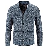 Sweatshirt Herren Ohne Kapuze Marke Oversize Pullover V-Ausschnitt Classic Einfarbig Mäntel Langarm Cardigan Outdoor Jacken Weiche Passform Warme Jacke Slim Fit Outwear Sweatshirt, blau, XX-Larg