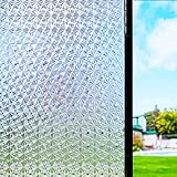 Zindoo Retro Design 3D-Effekt Fensterfolie Blickdicht Milchglasfolie, Ohne Kleber Sichtschutzfolie Gute Privatsphäre Schutz für Badezimmer, Fenster zu Hause und Konferenzräume 44.5 x 300cm