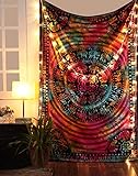 Mehrfarbig Wandbehang Elefant Psychedelic Wandteppich - 213x137cm Schöne Trippy Goa Wandtuch Strandtuch Mandala hippie Tapestry für Wohnkultur Tagesdecken