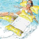 Esteopt Aufblasbares Schwimmbett, Aufblasbare Wasserhängematte, Luftmatratze Pool Aufblasbare Hängematte, Wasser-Hängematte 4-in-1 Loungesessel Pool Lounge für Erwachsene und Kinder (Gelb)