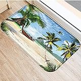 OPLJ Fußmatte mit Meerstrand Landschaftsdruck, Rutschfester Teppich für die Küche, Fußmatte für die Innendekoration, absorbierende Bodenmatte für das Badezimmer A14 40x60cm