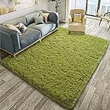 Moderner Flauschiger 4cm Plüsch Teppich, Super Weich , Anti-Rutsch Unterseite, Polyester, Waschbar, 200*140 cm Grün