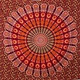 momomus Wandteppich Mandala - Natürlich - 100% Baumwolle, Aesthetic, Mehrzweck - Wandtuch - Wanddeko, Dekoration Wohnzimmer, Deko schlafzimmer - Rot A, 210x230 cm