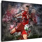 Myartstyle - Bilder R.Lewandowski FC Bayern München Fußball 60 x 40 cm Leinwandbilder XXL - 1 Teilige Wandbilder Kunstdrucke w-a-2045-13