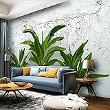 Custom 3D Wallpaper Modern Creative Concrete Banana Leaves Photo Living Room Tv Sofa Bedroom Home Decor-177x118inch (400x280cm (157 X 110 Inch))
