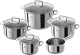 ZWILLING Quadro Kochtopf-Set, 5-teilig, 4 Deckel, Induktionsgeeignet, Edelstahl, Silber, 60 x 50 x 30