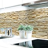 Küchenrückwand Steinwand Hell Premium Hart-PVC 0,4 mm selbstklebend - Direkt auf die Fliesen, Größe:60 x 51 cm