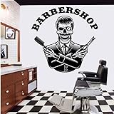 Barber Shop Wandaufkleber Schere Rasierer Rasierer Aufkleber Tür Fenster Salon Friseur Dekoration Vinyl Aufkleber Wandbild A7 Himmelblau 57x58cm