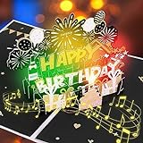 Musikalische Geburtstagskarten alles Gute zum Geburtstag Pop -up -Karte mit Licht und Musik 3D Pop -up -Geburtstagskarten Blow Candle Pop -up -Karten Musical Happy(Gangster)