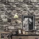 Retro-Stein-Tapete, Antik-3D-Stein-Hintergrund, Wanddekoration, nostalgische Simulation, Rock-Imitation, Kontaktpapier, 53 x 950 cm / 20,8 x 374 Zoll,Grau