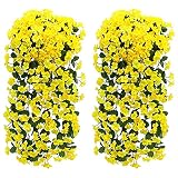 Fycooler Efeu Künstlich Hängende Blumen, Veilchen Efeublumen Künstlicher Hängender Glyzinien,Kunstblumen Veilchen Hgende Blumen für Outdoor Heimdekoration Garten/Hof Schnur Blumendekoration-(Gelb X 2)