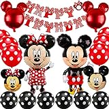 Miickey Motto Partydekorationen Birthday Party Set, BESTZY Miickey Ballons Rot Schwarz Luftballons Mickey 1st Birthday Themed Party Supplies Motto Birthday Party Dekorationen, Baby Shower Supplies