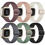 IMIVIO 6 Stück Kompatibel mit Fitbit Versa 3 / 4 /Sense 2 Armband, Weiches Elastisch Ersatz Nylon Sport Band für Damen/Herren, L