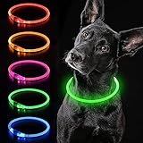 iTayga leuchthalsband Hund, USB-aufladbar und wasserdicht hundehalsband, verstellbare Länge, Sicherheitshalsband für Hunde und Katzen, 3 Modi, Grün