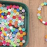 ZesNice 200 Stück Emoji Fädelperlen Smiley Perlen, Perlen zum Auffädeln Bastelperlen Bunte 3D Lächeln Perlen für Armbänder Basteln DIY, Geschenk Mädchen