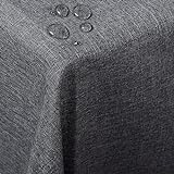 WOLTU TD3043gr Tischdecke Tischtuch Leinendecke Leinen Optik Lotuseffekt Fleckschutz pflegeleicht abwaschbar schmutzabweisend Farbe & Größe wählbar Eckig 130x220 cm Grau