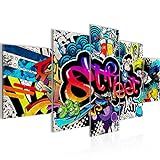 Runa Art - Bilder Graffiti 200 x 100 cm 5 Teilig XXL Wanddekoration Design Bunt 004551b