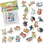 24 Tattoos * Waldtiere * als Mitgebsel und Spiel für Kinder | 47325 | Süsse Wald Tiere Sticker Tattoo Kindertattoo Kindergeburtstag Geburtstag