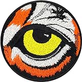 EXPRESS-STICKEREI Tiger Eye - Tiger Auge Aufnäher Bestickt Designer Aufbügler Klimaschutz Zeichen Save The Tiger Abzeichen gesticktes Kunstwerk Emblem zum annähen/aufbügeln - 80x80mm
