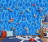 AJ WALLPAPER 3D Wasserwellen Kleiner Fisch 711368 Tapeten Drucken Abziehbild Deko Innen Wandgemälde Selbstklebend Tapete DE Pepe (Vinyl (Kein Kleber & abnehmbar), 【 82”x58”】 208x146cm(BxH))