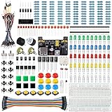 Miuzei Basic Starter Kit für Arduino Projekte mit Steckboard, Power Supply Modul, Jumperkabel, Resistors, LED, Elektronik Steckbrett Breadboard Set, Kompatibel mit Arduino R3, Nano, Raspberry Pi