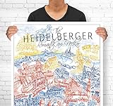 lieferlokal Stadtposter Heidelberg in limitierter Auflage - 70x100 cm The Heidelberger Poster Unikat - Wandbild mit illustriertem Stadtmotiv - Kunstdruck Poster mit Editionsnummer
