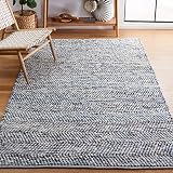 SAFAVIEH Natura Collection NAT346M Teppich, quadratisch, aus Wolle und Baumwolle, handgefertigt, Flachgewebe, 1,8 m, Blau / Elfenb