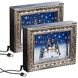 infactory Standbilder: 2er-Set Weihnachts-Bilderrahmen mit LEDs, Schneewirbel, Musik und Time (Advents- und Weihnachtsdekos)