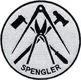 JOB Stick-Aufnäher Patch Zunft Emblem Wappen SPENGLER Ø 8 cm schwarz/weiß