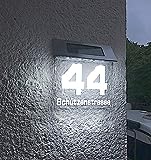Beleuchtete LED Solar Hausnummer, Hausnummernleuchte individuell personalisierbar