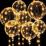 Leuchtende Luftballons, 7 Packungen 20 Zoll Valentinstag Bobo Luftballons mit 10ft LED Lichterketten für Valentinstag Tag Hochzeit Weihnachten Geburtstag Party Dekoration (Warmweiß)