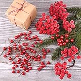 TUPARKA Rot Holly Beeren Weihnachten Dekoration, Weihnachtskranz der Versorgungen, Weihnachtsbaum Blumen Dekorations Tischschmuck Macht