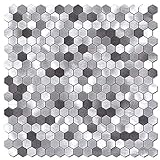 BeNice Fliesenaufkleber Bad Selbstklebende Fliesen,Mosaikfliesen Küche Kleine Fliesen Metall(Schwarz Grau Silber, 5Matten)