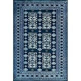 Amma Carpets Traditioneller handgeknüpfter Wollteppich, 120 x 180 cm, geometrisches Tribal-Muster, B