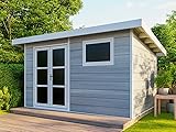 ALMA-Gartenhaus aus Verbundwerkstoff - 11 m² hellgrau - Dielenstärke: 28 mm - 20 Jahre Garantie - Aluminium-Bauweise - G