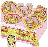 Charming Horses Pferde Partyset für 16 Kinder Tischdecke Becher Teller Servietten