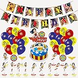 BESTZY Wonder Woman Luftballons Geburtstag Dekoration Wonder Woman Thema Alles Gute zum Geburtstag Banner Deko Ballons Cake Topper für Kinder Partyzubehör 36 Stück