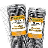 Aquagart® Volierendraht Hasendraht 25m x 1m, Drahtgitter Maschenweite 25mm, verzinkter Maschendraht-Zaun, robustes Schweißgitter