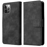 BEEJTUNY Leder Hülle für ZTE Blade V70, PU Handyhülle mit Hautfreundliche Textur, Stoßfeste Schutzhülle mit Magnetverschluss und Halterung. Schw