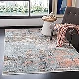 Safavieh Leon Übergangs-Teppich mit Fransen, gewebter Polypropylen-Teppich in 91 X 152 cm grau / rosa