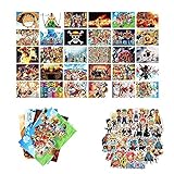 GTOTd 30 Stück One Piece Poster 10x15 cm (mit 50 Stück Anime Stickers) Gifts Aufkleber Postercard Stickers Geschenke Bilder Postkarten Fotosammlung Dekor Room Decor für Teens