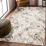 Carpeto Rugs Modern Teppich abstrakt Muster - Kurzflor, Weich und Glanz - Teppich für Wohnzimmer, Schlafzimmer, Esszimmer - ÖKO-TEX Wohnzimmerteppich - Beige Creme - 80 x 150 cm