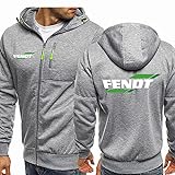 QAQQ Herren Hoodie FENDT Print Sweatshirt Langärmelige Reißverschlusstasche Oberbekleidung Lässige Sportbekleidung-Grey||3XL