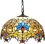 DZHTF Europäische Vintage Pendelleuchte Antik Loft Eisen Deckenleuchten Armaturen Buntglas Liebe Lampenschirm Esszimmer Flur Hotel Eingang Dekoration Hängeleuchte