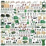 deAO 303 Teiliges Militärspielset, mit Spielsoldaten, Militärischen Figuren, Panzern, Flugzeuge, Flaggen, Aufbewahrungstasche und Accessoires